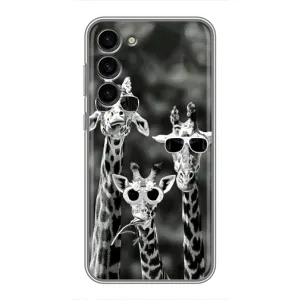 Силиконовый чехол с КАРТИНКАМИ лето для Samsung Galaxy S23 Plus (AlphaPrint) (Жирафы в очках)