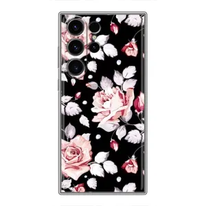 Чехлы с Цветами для Samsung Galaxy S23 Ultra (VPrint) (Цветочки на черном)