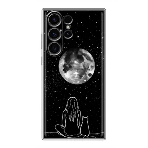 Чехол с рисунком кот на Samsung Galaxy S23 Ultra (Девушка с котом)