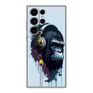Чехол с Обезьянами Samsung Galaxy S23 Ultra - (AlphaPrint) (Горилла в наушниках)