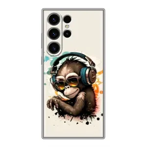 Чехол с Обезьянами Samsung Galaxy S23 Ultra - (AlphaPrint) (Макака в наушниках)