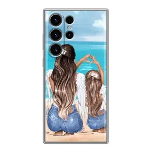 Чехол с печатью для Samsung Galaxy S23 Ultra - (Мама с ребенком) (AlphaPrint) (Мама с доченькой)