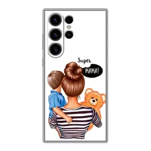 Чехол с печатью для Samsung Galaxy S23 Ultra - (Мама с ребенком) (AlphaPrint) (Мама с сыном)