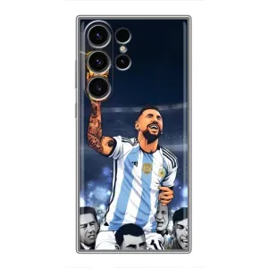 Чехлы для Samsung Galaxy S23 Ultra (Leo чемпион) (AlphaPrint) (Месси с кубком)