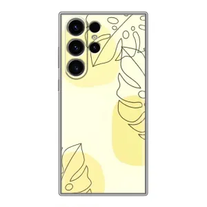 Силиконовый чехол с принтом в цветах на Samsung Galaxy S23 Ultra (Желтая монстера арт)