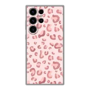 Чехол с розовым рисунком для Samsung Galaxy S23 Ultra (Розовый леопард)