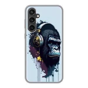 Чехол с Обезьянами Samsung Galaxy S23 - (AlphaPrint) (Горилла в наушниках)