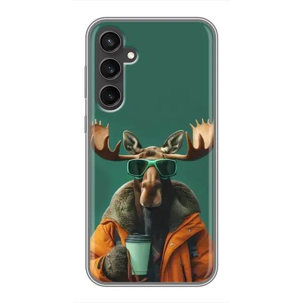 Чехол с принтом «Лось с кофе» для Samsung Galaxy S23