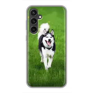 Чехол с Хаски для Samsung Galaxy S23 - (AlphaPrint) (Радостный Хаски)