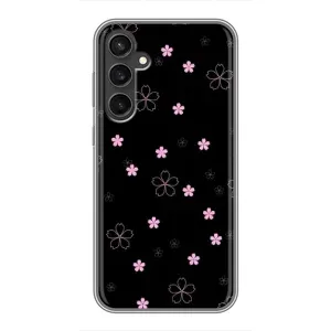 Чохол з розовим принтом для Samsung Galaxy S23 (Рожеві квіти на чорному)