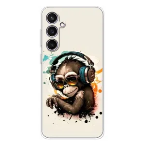 Чехол с Обезьянами Samsung Galaxy S24 FE - (AlphaPrint) (Макака в наушниках)