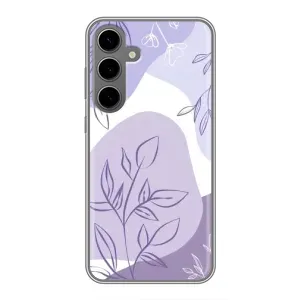 Силиконовый чехол с принтом в цветах на Samsung Galaxy S24 Plus (Фиолетовые листья абстракция)
