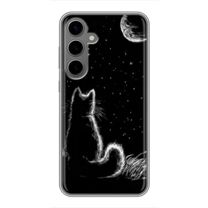 Чохол з принтом для Samsung Galaxy S24 Plus (AlphaPrint) Модні коти (Котик і місяць)