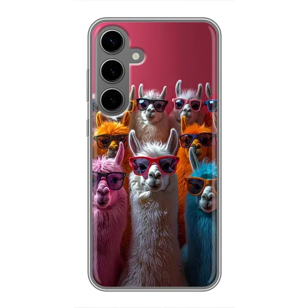 Чехол с принтом «Ламы в очках» для Samsung Galaxy S24 Plus