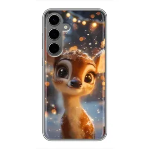 Яскравий чохол для Samsung Galaxy S24 Plus з Зимові Оленята (Оленятко серед гірлянд)