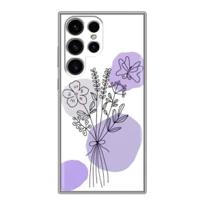 Силиконовый чехол с принтом в цветах на Samsung Galaxy S24 Ultra (Букет фиолетовая абстракция)