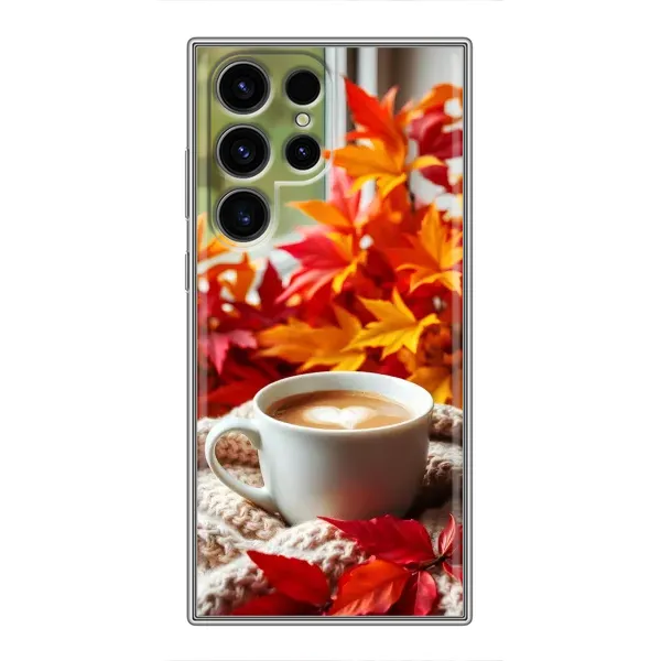 Чехол с принтом «Кофе и листья» для Samsung Galaxy S24 Ultra Чехол с принтом «Кофе и листья» для Samsung Galaxy S24 Ultra