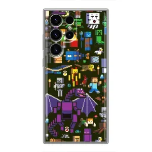 Чехол Майнкрафт на Samsung Galaxy S24 Ultra (AlphaPrint) Minecraft (Коллаж Майнкрафт)