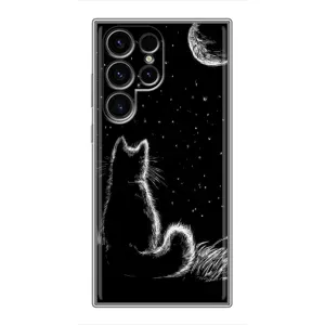 Чохол з принтом для Samsung Galaxy S24 Ultra (AlphaPrint) Модні коти (Котик і місяць)