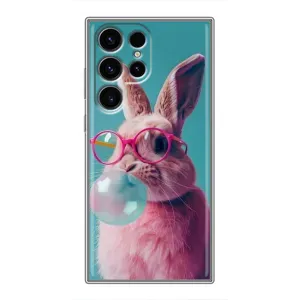 Чохол з принтом стильні тварини для Samsung Galaxy S24 Ultra (Кролик в окулярах)