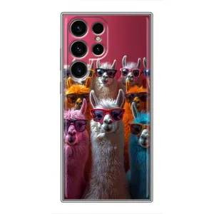Чохол з принтом стильні тварини для Samsung Galaxy S24 Ultra (Лами в окулярах)