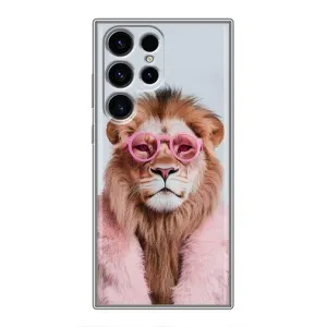 Чохол з принтом стильні тварини для Samsung Galaxy S24 Ultra (Лев в окулярах)