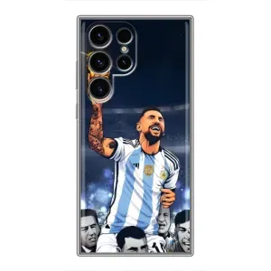 Чехлы для Samsung Galaxy S24 Ultra (Leo чемпион) (AlphaPrint) (Месси с кубком)