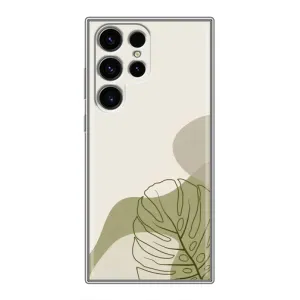 Силиконовый чехол с принтом в цветах на Samsung Galaxy S24 Ultra (Зеленая монстера дизайн)