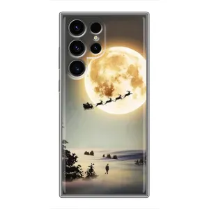Новорічні, Святкові Чохли для Samsung Galaxy S24 Ultra - 2024 год (Санта на місяці)