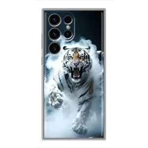 Чохол з картинкою 'Хижаки' для Samsung Galaxy S24 Ultra (Білий тигр у диму)