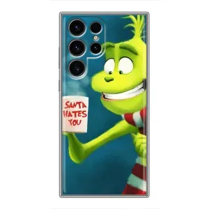 Рождественские Чехлы для Samsung Galaxy S24 Ultra (VPrint) (Зеленый Гринч)