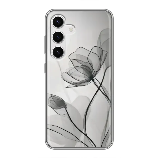Чехол с принтом «Черные цветы» для Samsung Galaxy S24