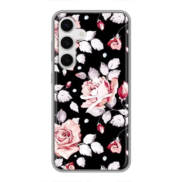 Чехол с принтом «Цветочки на черном» для Samsung Galaxy S24 Чехол с принтом «Цветочки на черном» для Samsung Galaxy S24