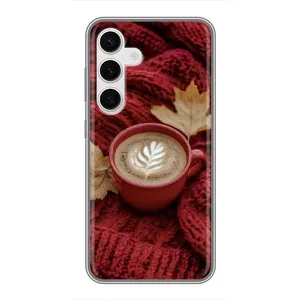 Чехол с уникальным дизайном «Осень с кофе» для Samsung Galaxy S24 (Кофе на пледе)