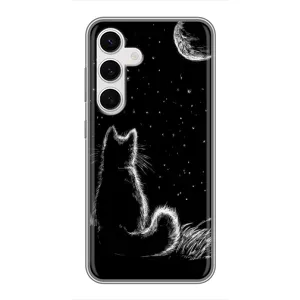 Чохол з принтом для Samsung Galaxy S24 (AlphaPrint) Модні коти (Котик і місяць)