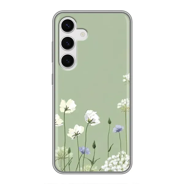 Чехол с принтом «Цветы на зеленом» для Samsung Galaxy S24