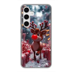 Яркий чехол для Samsung Galaxy S24 с Зимними Оленятами (Олень среди подарков)