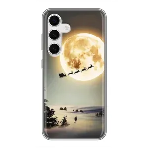 Новорічні, Святкові Чохли для Samsung Galaxy S24 - 2024 год (Санта на місяці)
