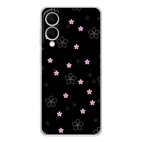 Чехол с принтом «Розовые цветы на черном» для Samsung Galaxy S25 Edge