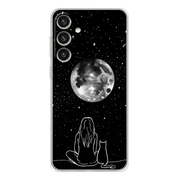 Чохол з принтом «Дівчина з котом» для Samsung Galaxy S25 Plus