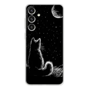 Чехол с принтом для Samsung Galaxy S25 Plus (AlphaPrint) Модные коты (Котик и луна)