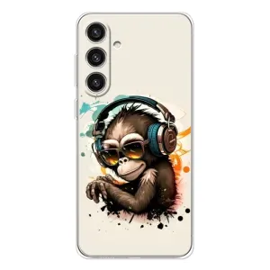 Чехол с Обезьянами Samsung Galaxy S25 Plus - (AlphaPrint) (Макака в наушниках)
