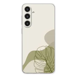 Силиконовый чехол с принтом в цветах на Samsung Galaxy S25 Plus (Зеленая монстера дизайн)