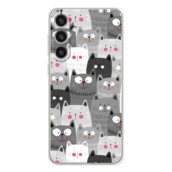 Чехол с принтом «Рисованные котики» для Samsung Galaxy S25 Plus Чехол с принтом «Рисованные котики» для Samsung Galaxy S25 Plus