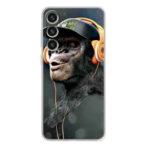 Чехол с Обезьянами Samsung Galaxy S25 Plus - (AlphaPrint) (В наушниках)
