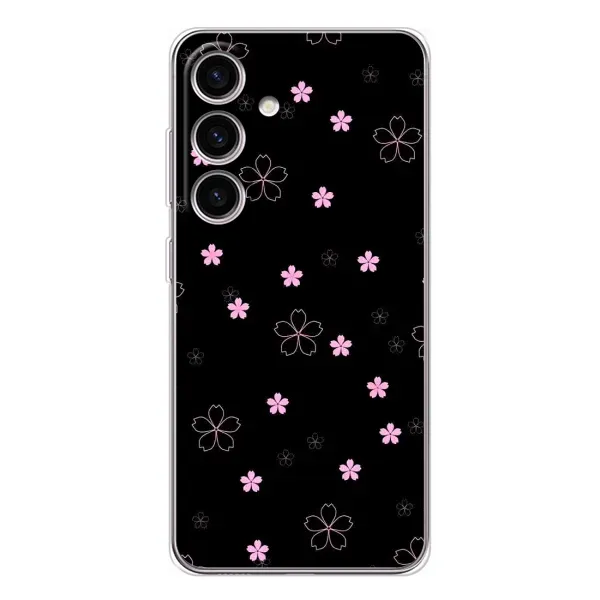 Чехол с принтом «Розовые цветы на черном» для Samsung Galaxy S25