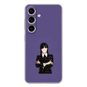 Чехлы Венсдей на Samsung Galaxy S25 Уэнсдей (AlphaPrint) (Уэнздей в черном)