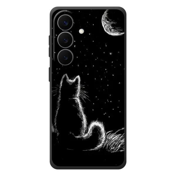 Чехол с принтом «Котик и луна» для Samsung Galaxy S26 Plus Чехол с принтом «Котик и луна» для Samsung Galaxy S26 Plus