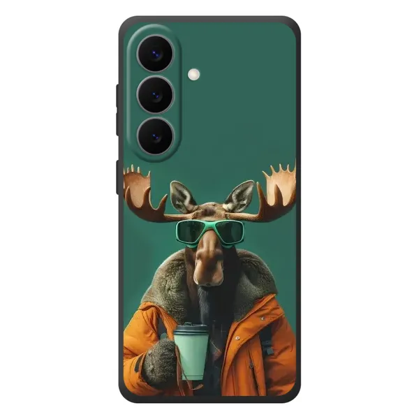 Чохол з принтом «Лось з кавою» для Samsung Galaxy S26 Plus Чохол з принтом «Лось з кавою» для Samsung Galaxy S26 Plus