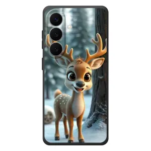 Яркий чехол для Samsung Galaxy S26 Plus с Зимними Оленятами (Олененок в лесу)
